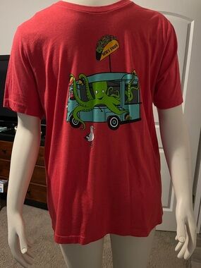 Red Graphic Tee with Flock of Gerrys & Salty Raven Prints